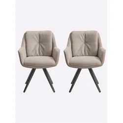 Stuhl HEINE HOME, grau (taupe), , Polyester, Polyurethan, Kunststoff, Polyester, Metall, Spanplatte, Stühle
