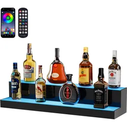 VEVOR Barregal Weinregal LED Beleuchtung Wandmontage 2-stufig 761mm Display