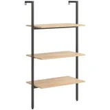 furnicato Leiterregal Anlehnregal mit 3 Ablagen Hellbraun und Schwarz 64x35x120,5 cm, 1-tlg. braun