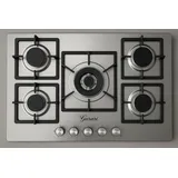 Gurari Gaskochfeld 75 cm Autark Edelstahl 5 Flammig Wok 4,0 kW Gasherd