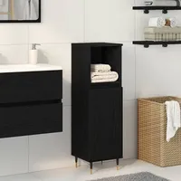 VidaXL Badschrank Schwarz Eiche 30x30x100 cm Holzwerkstoff
