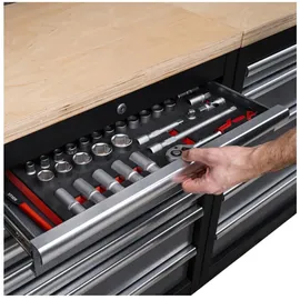 Stier Werkstatteinrichtung Basic 3-teilig mit Lochwand und Multiplex-Arbeitsplatte BxTxH 2275x460x2000mm