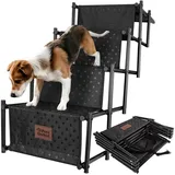 all Pets United Hunderampe klappbarer Hundetreppe (Einstiegshilfe für Kofferraum), für Große & Kleine Tiere schwarz