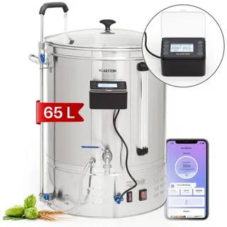 Klarstein Brauheld Smart 65 Maischekessel 2500W 65L 100°C Umwälzpumpe Edelstahl Edelstahl 65 Liter
