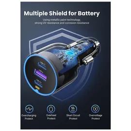 UGREEN 75W 3-Port Fast Car Charger Grau/Schwarz