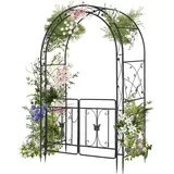 HOBBYZOO – Rosenbogen mit Tür in Schwarz – Gartenbogen aus Metall Stabil 135x58x212 cm – Rankgerüst für Kletterpflanzen (Rosengewächse, Weinreben)
