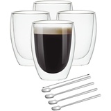 Vkzylife Latte Macchiato Gläser Doppelwandige Gläser aus Borosilikatglas Set aus Borosilikatglas,Cappuccino Kaffeetassen 350 ml + Löffel (4 pcs)