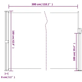 vidaXL Seitenmarkise 160 x 300 cm Weiß Polyester
