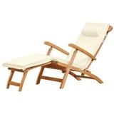 Kai Wiechmann Liegenauflage Auflagen Set für Deckchair mit abnehmbarem Nackenkissen, waschbares Liegestuhl Polster + Kopfstütze beige