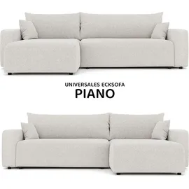 idohome Ecksofa 3-Sitzer mit Schlaffunktion und Bettkasten Beige