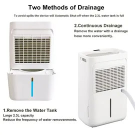 Greenmigo Luftentfeuchter 13L/24h Elektrischer Entfeuchter Entfeuchtungsleistung Raumgröße max.50m2,Raumentfeuchter Leise Luftreiniger - Weiß