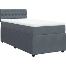 vidaXL Boxspringbett, mit Matratze Dunkelgrau 90x200 cm Samt - Grau