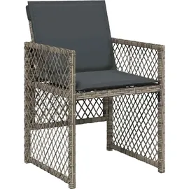 vidaXL Garten Essgruppe mit Kissen Grau Poly Rattan