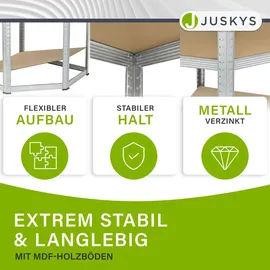 Juskys Eckregal MDF 15 Böden Silber/Braun