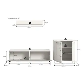 Möbel Kraft Wohnkombination ¦ weiß ¦ Maße (cm): B: 255 H: 160