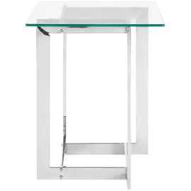 Beliani Beistelltisch Silber Transparent 40 x 40 cm Glasplatte Glänzende Metallgestell Poliert Quadratisch Modern