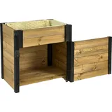 Dobar Rollbarer Gartenschrank mit Pflanzkasten Braun/Schwarz FSC®