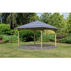 KARIBU Pavillon »Granada«, Walmdach, viereckig, BxHxT: 377 x 303 x 386 cm - braun