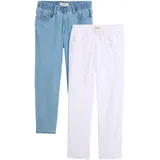 bonprix Straight-Jeans BONPRIX, Damen, Gr. 46, N-Gr, weiß, hellblau denim, Denim/Jeans, Obermaterial: 82% Baumwolle, 17% Polyester, 1% Elasthan, regular fit, Jeans Straight-Jeans, gerades Bein, mit erhöhtem Gummibund, in Stretch-Qualität