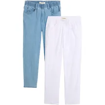 bonprix Straight-Jeans BONPRIX, Damen, Gr. 46, N-Gr, weiß, hellblau denim, Denim/Jeans, Obermaterial: 82% Baumwolle, 17% Polyester, 1% Elasthan, regular fit, Jeans Straight-Jeans, gerades Bein, mit erhöhtem Gummibund, in Stretch-Qualität