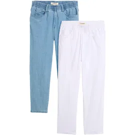 bonprix Straight-Jeans BONPRIX, Damen, Gr. 46, N-Gr, weiß, hellblau denim, Denim/Jeans, Obermaterial: 82% Baumwolle, 17% Polyester, 1% Elasthan, regular fit, Jeans Straight-Jeans, gerades Bein, mit erhöhtem Gummibund, in Stretch-Qualität
