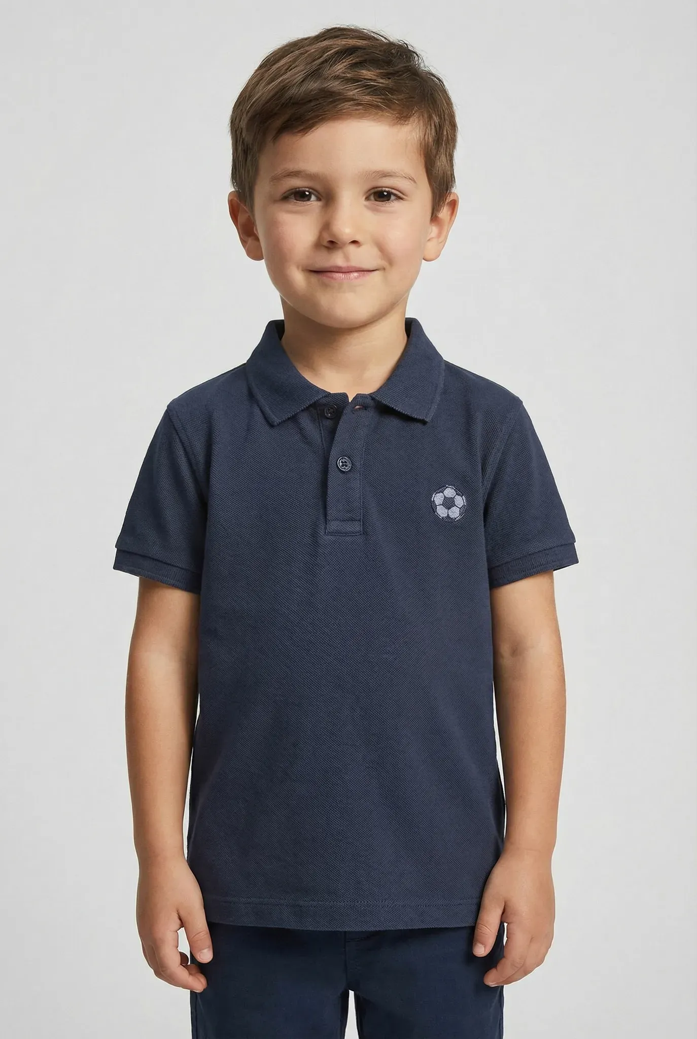 Poloshirt MARC O'POLO, Jungen, Gr. 92/98, schwarz navy, Piqué, Obermaterial: 100% Baumwolle, normal normal, Bündchen, Shirts, Fussball-Stickerei, für Jungs