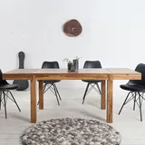 Riess-Ambiente Massiver Esstisch Pure 120-200cm Sheesham mit Ansteckplatten einzigartige Maserung Esszimmertisch Tisch - Naturbelassen
