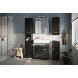 Home Affaire Hängeschrank Malmö, Breite 30 cm, 1 Tür (Türanschlag wechselbar), 2 Einlegeböden in verschiedenen Farben erhältlich, Badmöbel, Badschrank, Schrank, Bad schwarz