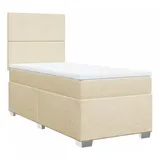 vidaXL Boxspringbett mit Matratze Creme 90x190 cm Stoff