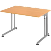 Bümö Schreibtisch Buche, Silber, Nachbildung,Buche, Rechteckig, 120x74x80 cm, FSC