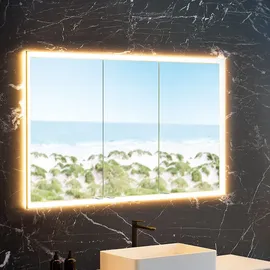 Neoro n60 Einbau-Spiegelschrank B: 140 cm mit 3 Türen, mit umlaufender Beleuchtung, für die Schweiz, BN0503MI+BN0505MI,