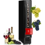 Klarstein Weinkühlschrank, 1 Zonen Getränkekühlschrank, Kleiner Einbau-Weinschrank Schmal, 20L Wein-Kühlschrank mit Glastür, Indoor/Outdoor Flaschenkühlschrank, Wine Fridge 5-22°C, 7 Flaschen