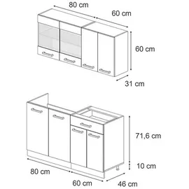 Vicco R-Line Küchenzeile 140 cm anthrazit hochglanz/goldkraft