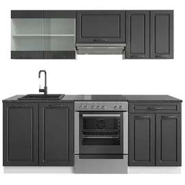 Vicco Küchenzeile R-Line 200 cm Anthrazit Landhaus/Weiß