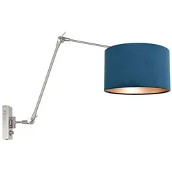 Gelenkleuchte Wandleuchte Lampe Textil blau Gelenke verstellbar gold Stahl