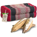 livasia Stützkissen Yogakissen (Classic) vegan und handgefertigt, 17x34x12cm, Kapok rot|schwarz