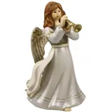 GOEBEL Engelfigur Andächtige Trompetenspielerin 20 cm Weiß/Gold