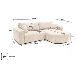 kaiser möbel Ecksofa Cordstoff Poso 2-Sitzer Beige
