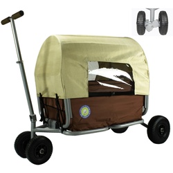 Beachtrekker Faltbarer Bollerwagen "LiFe" + Feststellbremse + Verdeck, Braun