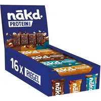 Nākd. Protein Variety Pack | Protein-Riegel | 7g Pflanzliches Protein | 100% Natürliche Zutaten | Ohne Zuckerzusatz | Vegan | 16 x 45g | 720g