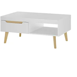 Furn.Design Couchtisch in weiß matt und Scandi Eiche Beistelltisch skandinavisch 107 x 67 cm Isgard