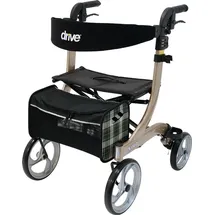 Drive Medical Rollator Nitro Größe L Champagner mit Gepäcknetz und gepolsterter Rückenlehne