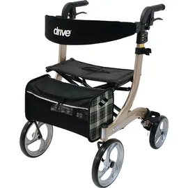 Drive Medical Rollator Nitro Größe L Champagner mit Gepäcknetz und gepolsterter Rückenlehne