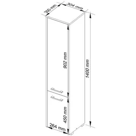 abamihome Akord Hochschrank, Weiß, Sonoma Eiche, Holzwerkstoff, Nachbildung, Holz Optik, 5 Fächer, Rechteckig,Quadratisch, 30x140x30 cm, Badezimmer, Badezimmerschränke, Midischränke