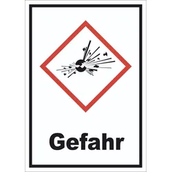 Schild Instabile explosive Stoffe Gefahr Explosion hochkant A0 (841x1189mm)