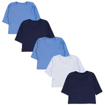 TupTam Baby Jungen Langarmshirt 5er Set, Farbe: Blau grau mix uni), Größe: 98 - 98