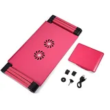 lyrlody Betttisch für Laptop, faltbar, mit Kühllöchern, tragbarer Schreibtisch, neigbar, Betttablett, Winkel verstellbar, integrierter Lüfter, Rot