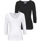 FLASHLIGHTS V-Shirt in wollweiß, schwarz, | Gr. 48/50,