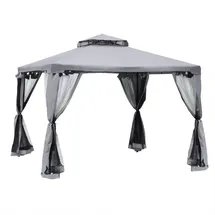 Outsunny Gartenpavillon 3 x 3 m inkl. 4 Seitenteile Hellgrau