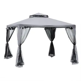 Outsunny Gartenpavillon 3 x 3 m inkl. 4 Seitenteile Hellgrau